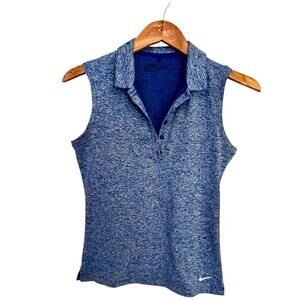Nike Golf Dri-Fit Victory Tour Athletic Wicking Night Blue Polo 5 Buttons Tank S